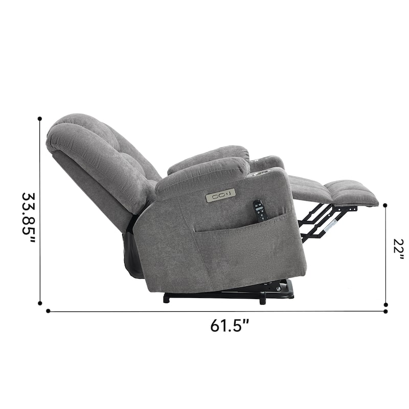 Power Lift Recliner Chair with Massage & Heat, Heavy Duty Electric Recliner, Recliner Chair with USB Ports & 2 Cup Holders