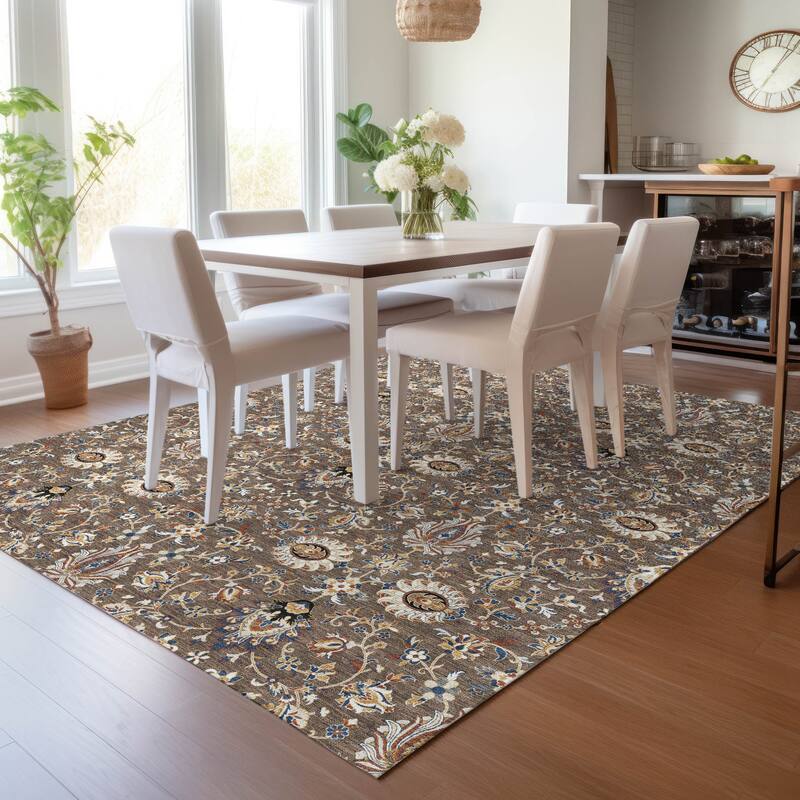 Machine Washable Indoor/Outdoor Traditional Persian Chantille Rug