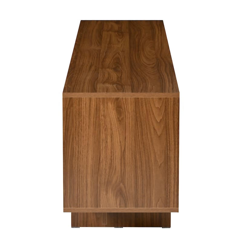 Vintage TV Stand for TVs up to 75", Wavy Door Design, Rustic Wood Media Console with Ample Storage & Cable Management