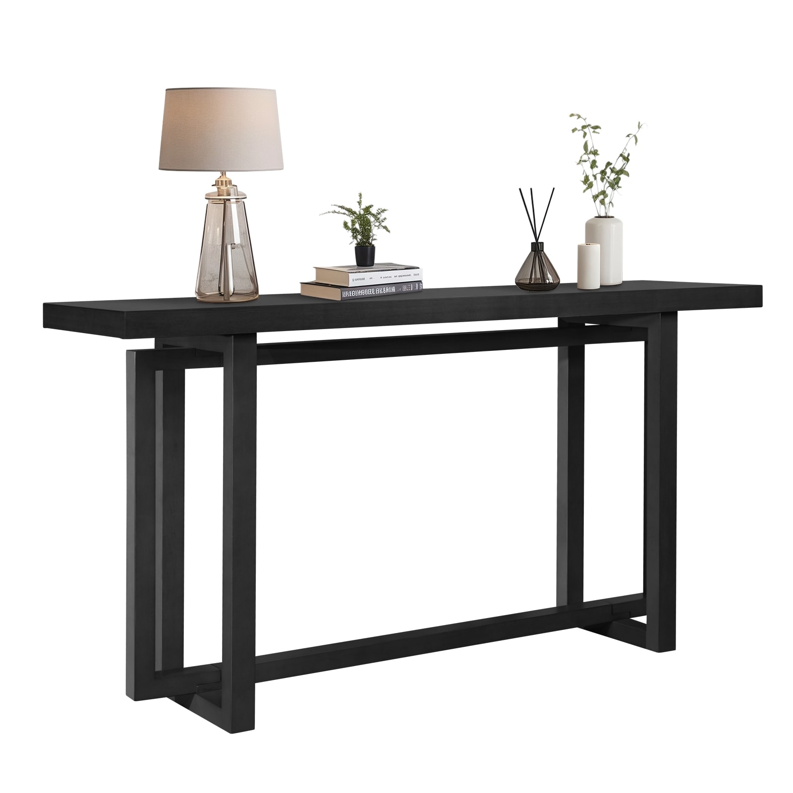 59" Narrow Console Table, Living Room Rectangular Entryway Sofa Table