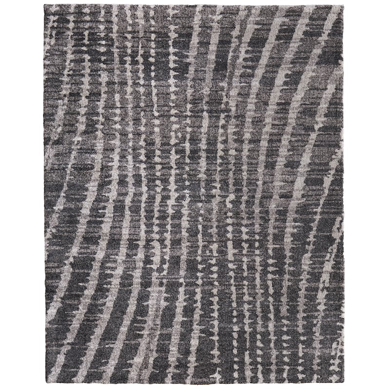 Peavy R39QD Abstract Modern Area Rug - 9' x 12' - Black/Gray/Ivory