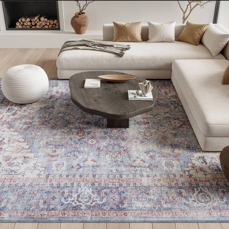 New Concept Washables Vintage Medallion Machine Washable Area Rug