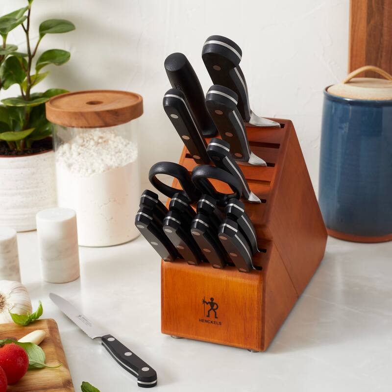 Henckels Classic 16-Pc Knife Block Set, Chef’s Knife, Steak Knives, Black - Natural