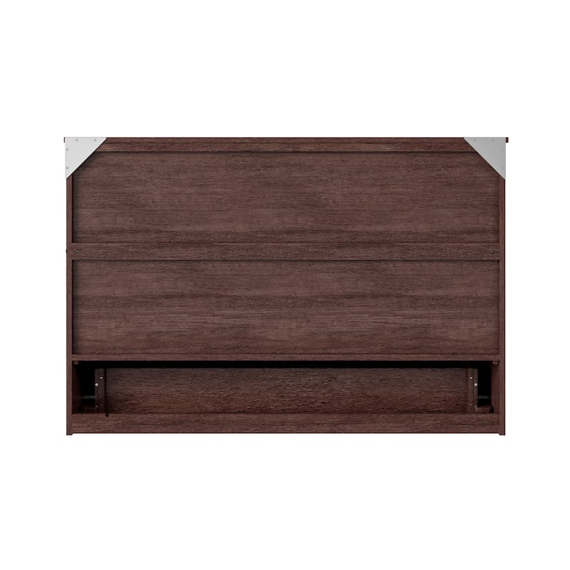 Murphy Bed Chest with Charging Station - Space Saving Queen Bed - Burnt Amber Finish