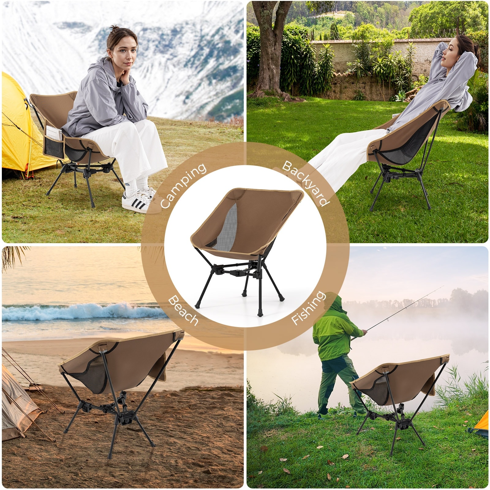 Gymax Ultra-Lightweight Camping Chair Portable Lawn Chair w