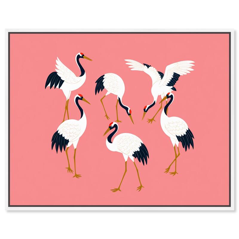 Crane Chorus Canvas by Art Remedy - White - 45" x 36"