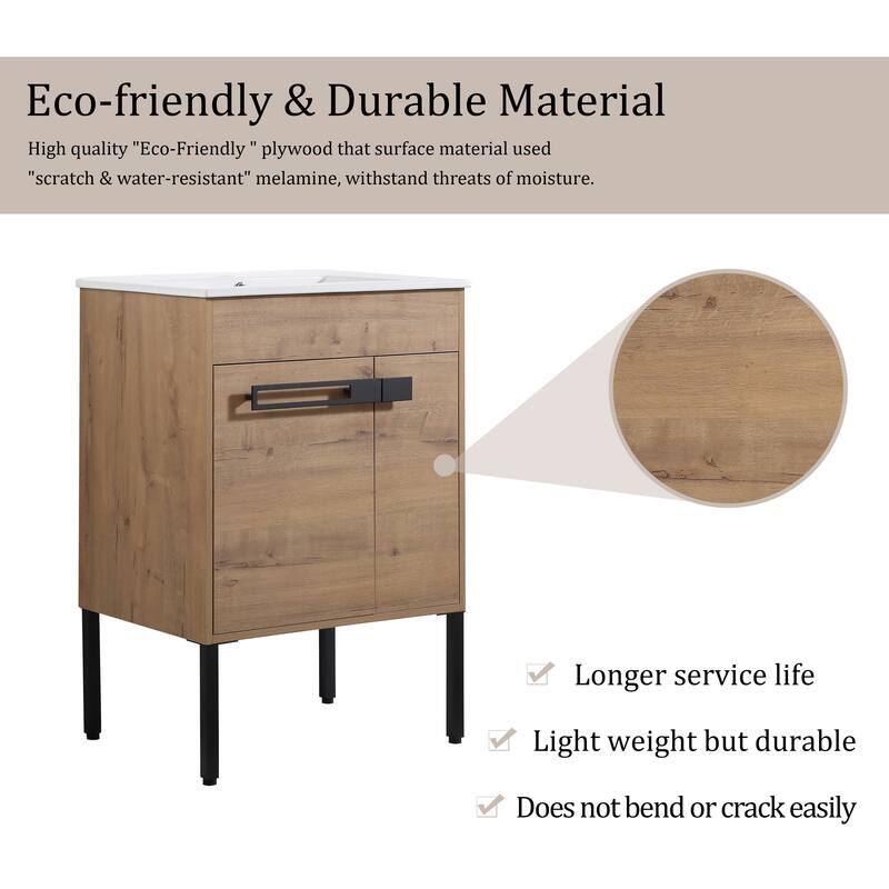 Bathroom Vanity With Sink In 24/30/36 Inch, Floating Bathroom Vanity or Freestanding Vanity With Soft Close Door
