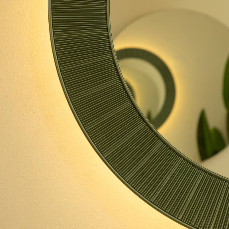 Cyclis Thick Green Frame PU Art Decorative Mirror - Bathroom, Bedroom, Living Room - Green,Silver