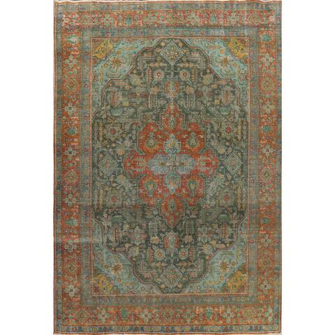 Geometric Distressed Tabriz Persian Traditional Area Rug Hand-knotted - 8'8" x 10'9"