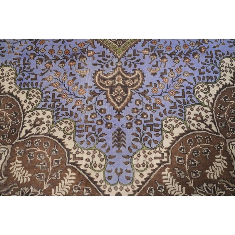 Hand Knotted Oriental 100% Wool Carpet Traditional Floral Purples Tabriz Area Rug - 11' 4'' X 8' 1''