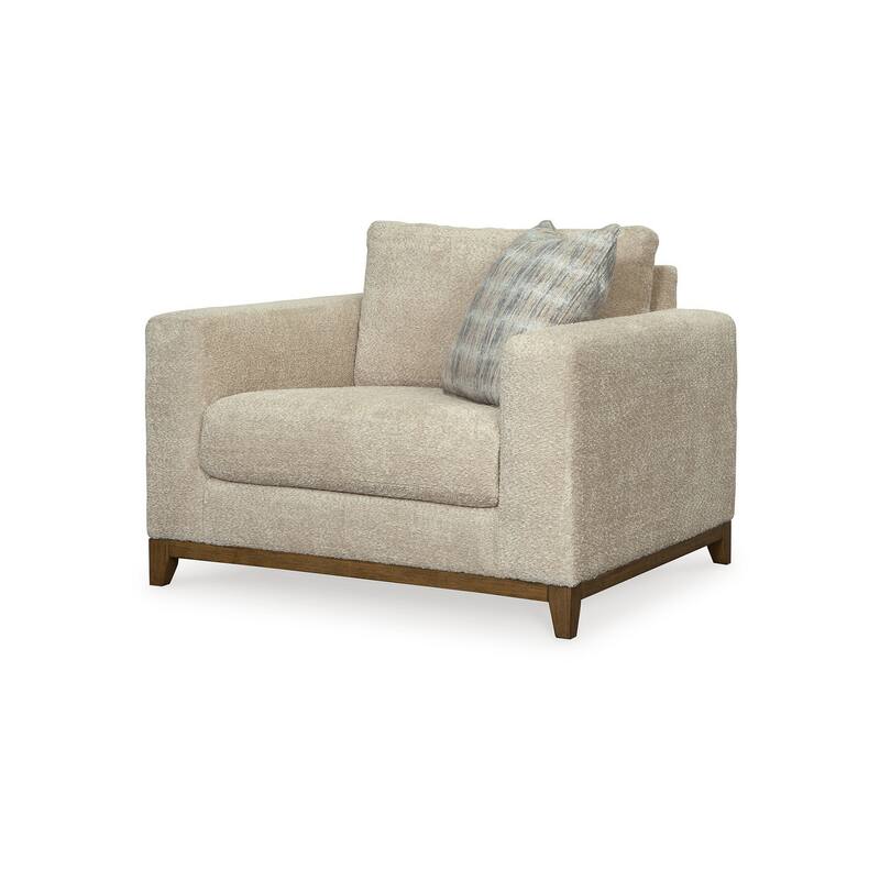 Klyn 47 Inch Accent Chair, Decorative Pillow, Oversized, Beige Polyester