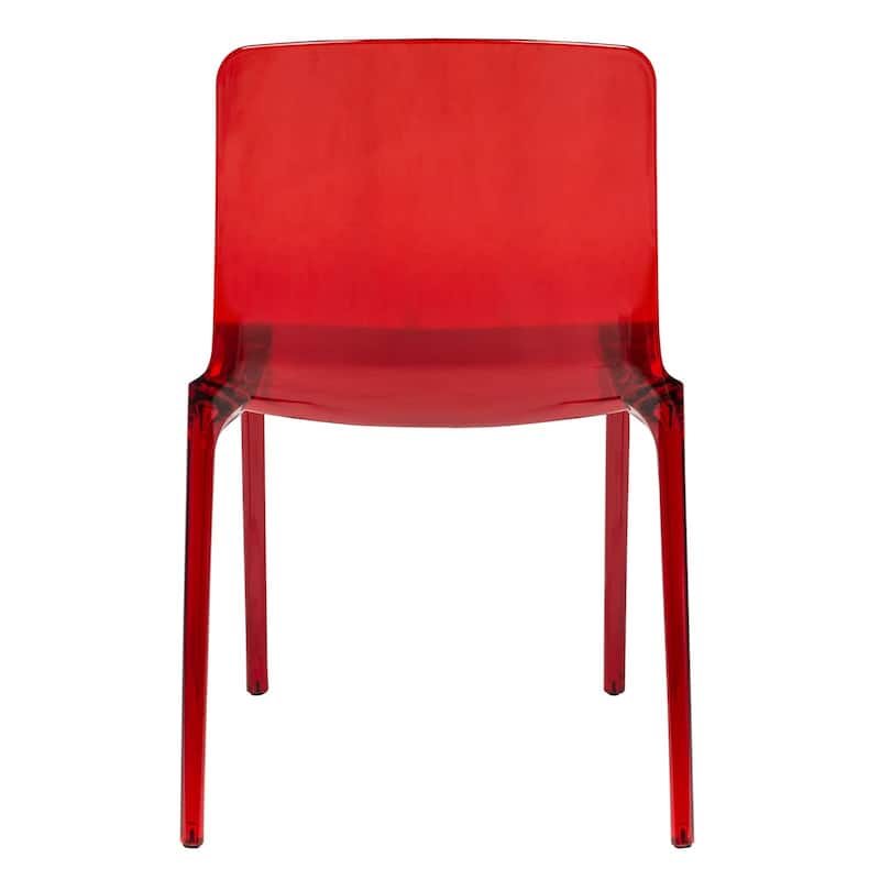 Stackable Plastic Dining Chair Set of 2 Modern Full Back Acrylic Transparent Side Chair