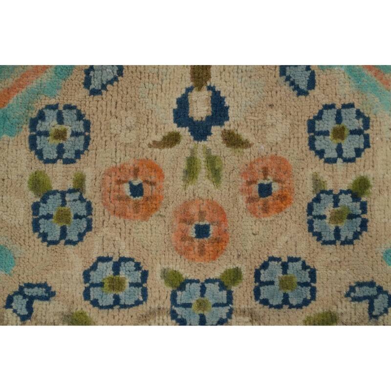 Hand Knotted Oriental 100% Wool Carpet Traditional Floral Navy Blue & Blues Kerman Area Rug - 10' 0'' X 6' 9''