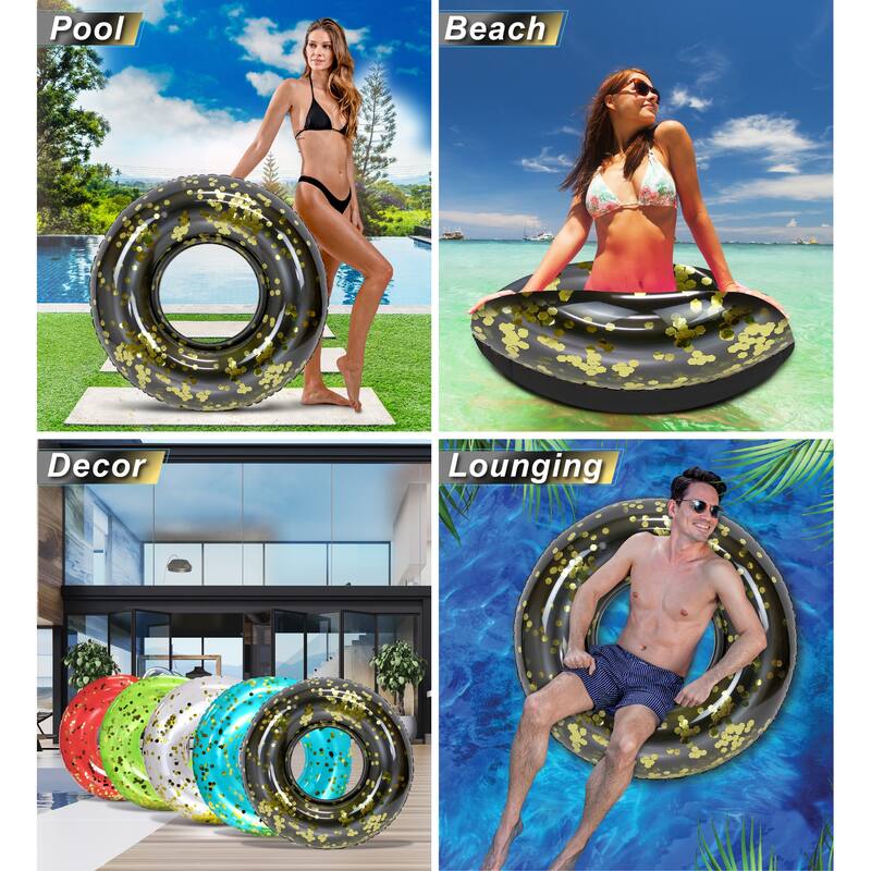 POZA Inflatable Swim Ring Pool Float Tube - 36 Inch – Black Gold - 36 inches