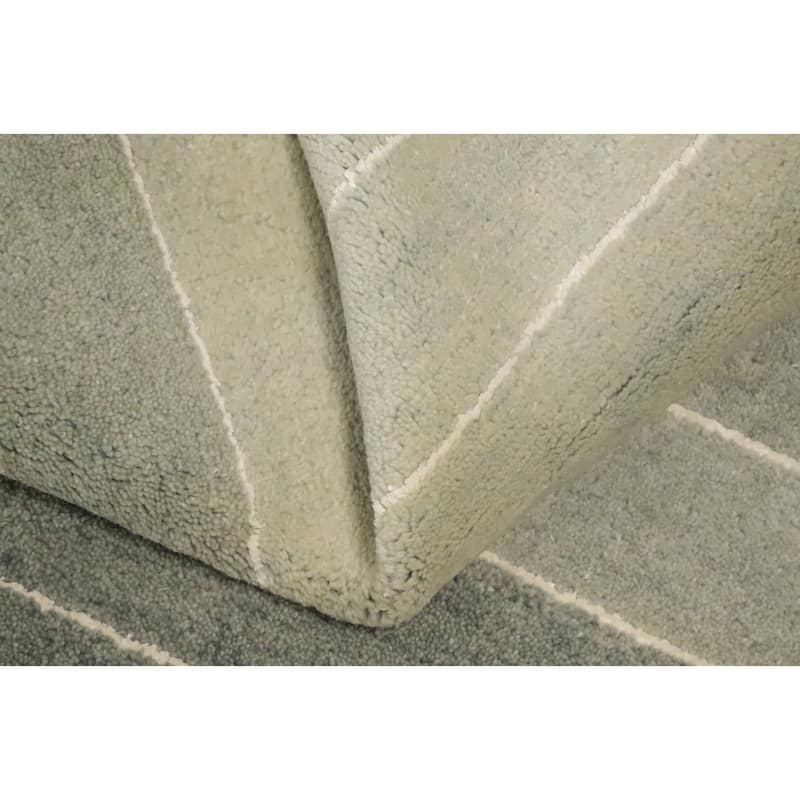 Hand Knotted Oriental 100% Wool Carpet Modern Stripe Green Gabbeh Area Rug - 5' 10'' X 3' 10''