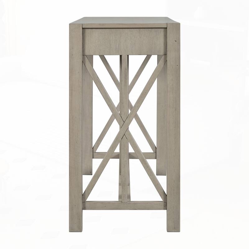 Crisscross Design Entryway Table with Open Bottom Storage