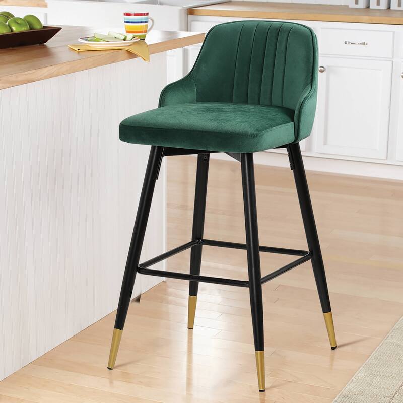Modern Velvet Upholstered Swivel Counter/ Bar Stools Set of 2/4