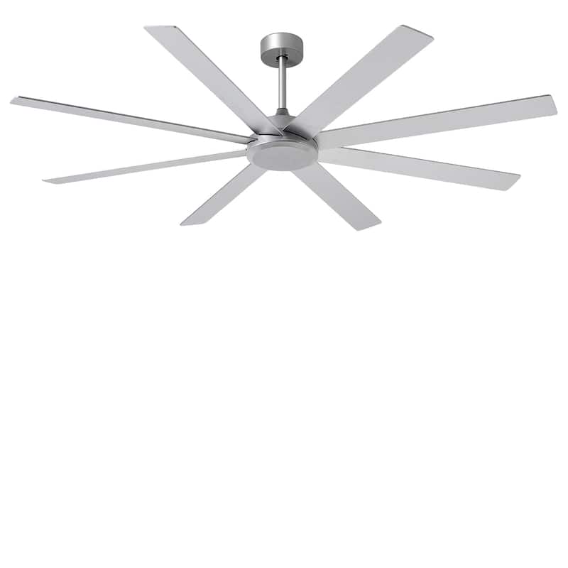 Large Ceiling Fan without Light - 8-Blade, Remote App Control, Dimmable 3CCT LED, Quiet DC Motor​ - 72-inch - Wood&Sliver