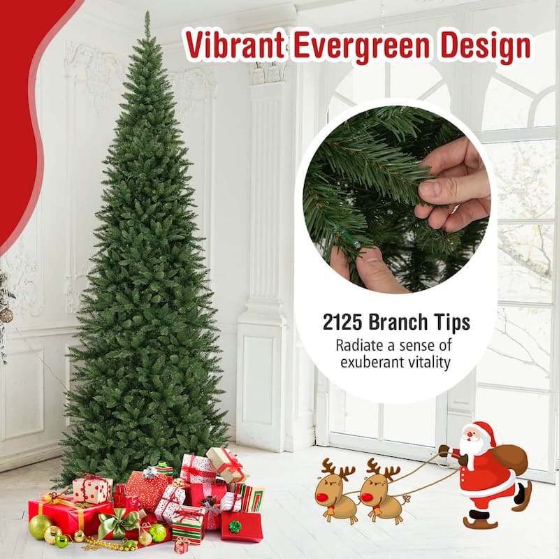 Prelit Pencil Christmas Artificial Xmas Tree Holiday Decoration Tree