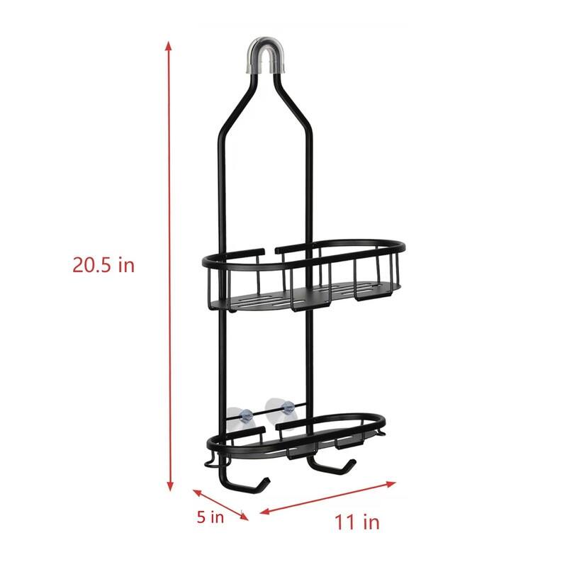 Utopia Alley Rustproof Aluminum Hanging Shower Caddy Organizer with Shelves, Black - 11*5*20.5"