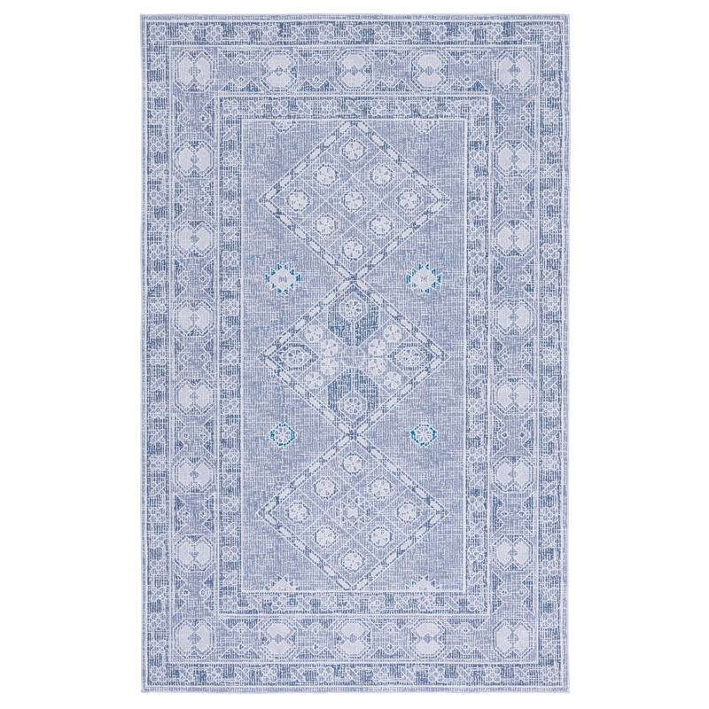 SAFAVIEH Tucson Machine Washable Slip Resistant Lotta Traditional Rug - 5' x 8' - Grey/Ivory