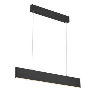 Modern 1-Light Matte Black Thin Rectangular Chandelier