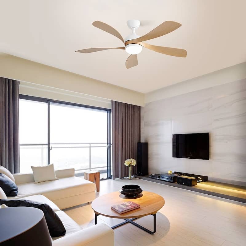 52" Modern Reversible Ceiling Fan With Light and 5 ABS Blades，Remote Control - N/A