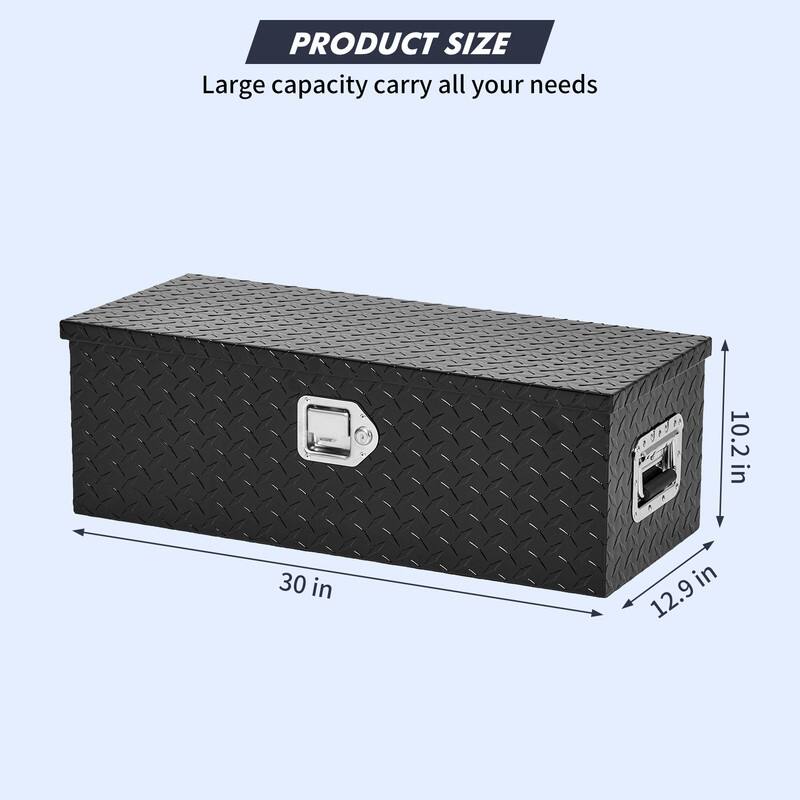 Aluminum Truck Bed Tool Box Heavy Duty with Sliding Shelf - 30'' - Black