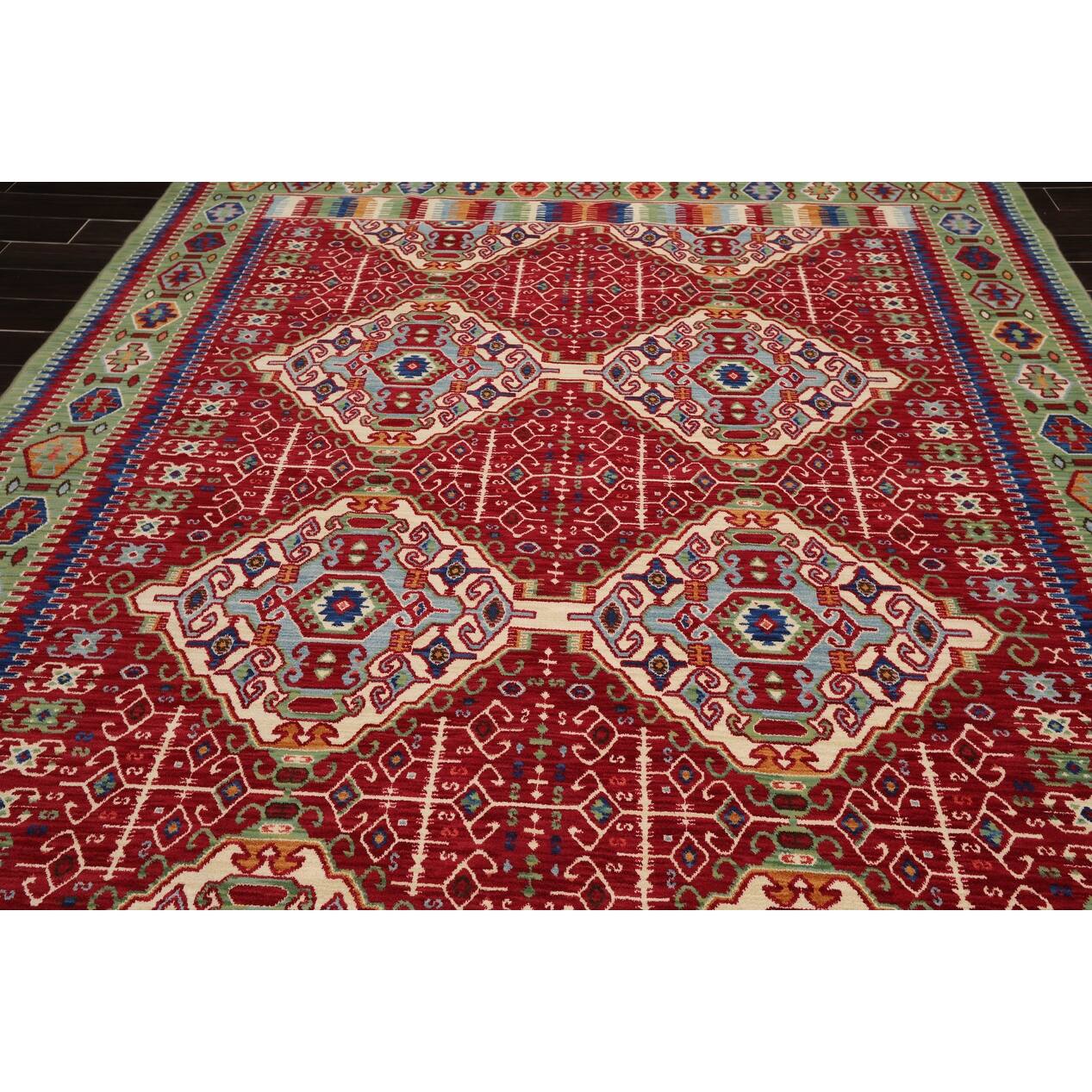 8x10 Machine Made 100 Wool Traditional Oriental Area Rug Red, Mint