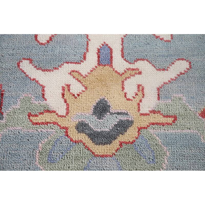 Blue Oushak Oriental Area Rug Handmade Wool Carpet - 8'1"x 9'10"