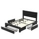 preview thumbnail 14 of 24, Leather Upholstered Platform Bed with Drawers and Charging Station,Queen Size