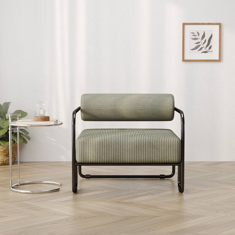 Living Room Iron Accent Chair,Corduroy Upholstered Arm Chair