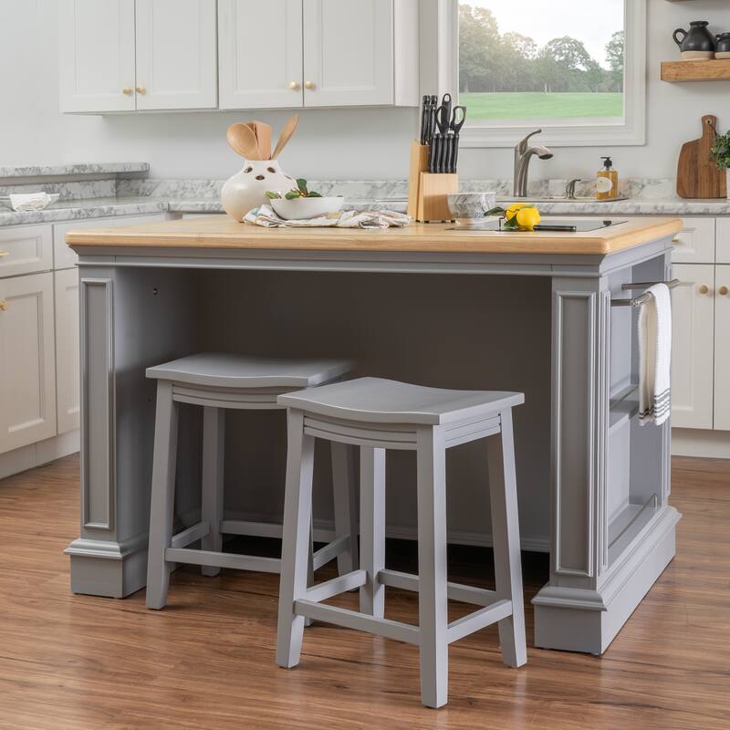 Posie Wooden Kitchen Island Set with Two Stools