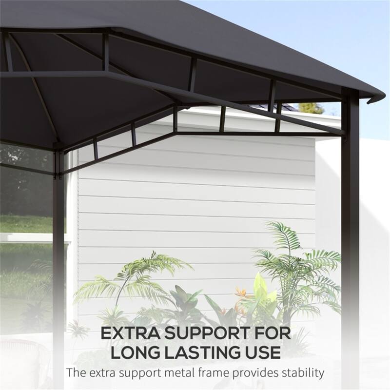 Grey-Dark Grey Polyester Steel Pop-Up Gazebo Grill Shelter Outdoor