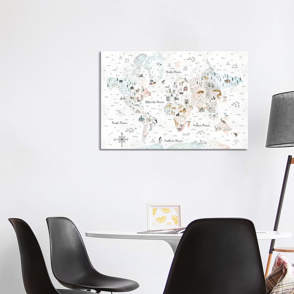 iCanvas "World Traveler I Dot BG" by Laura Marshall Canvas Print