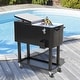 preview thumbnail 1 of 15, Outsunny Rolling Ice Chest Portable Patio Party Drink Cooler Cart Black