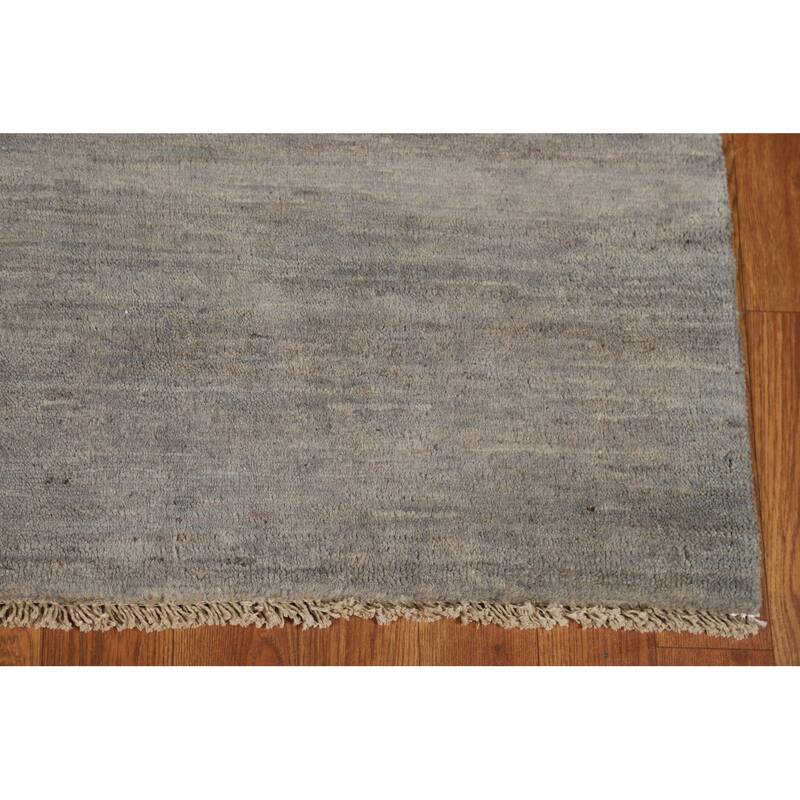 Gray Modern Gabbeh Oriental Square Area Rug Handmade Wool Carpet - 4'0"x 3'11"