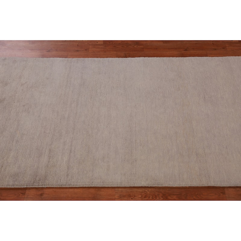 Hand Knotted Oriental 100% Wool Carpet Modern Solid Greys & Charcoal Gabbeh Runner Rug - 10' 0'' X 3' 0''