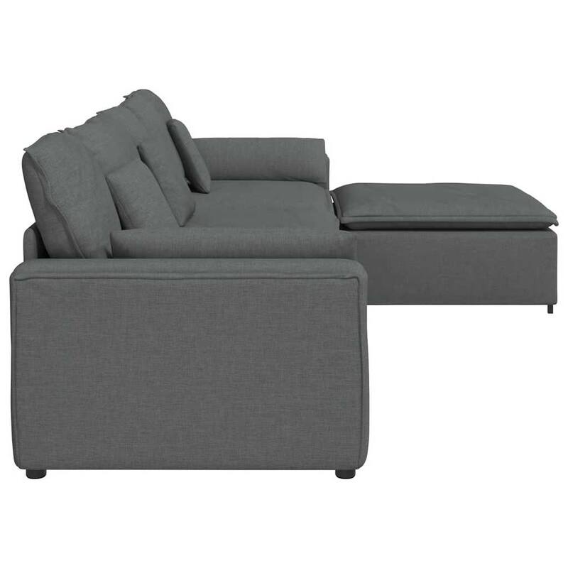 vidaXL Modular Sofa with Footstool and Cushions Dark Gray - 127.6" x 80.7" x 25.2"