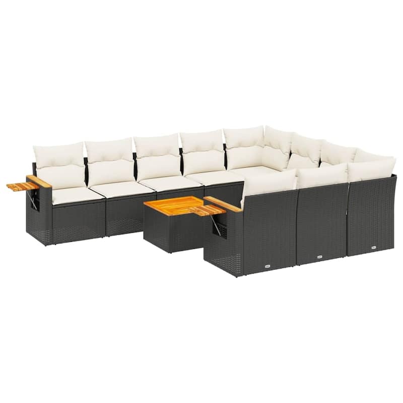 vidaXL Patio Sofa Set with Cushions Outdoor Conversation Furniture Poly Rattan - 24.4 x 33.5 x 27.2 in