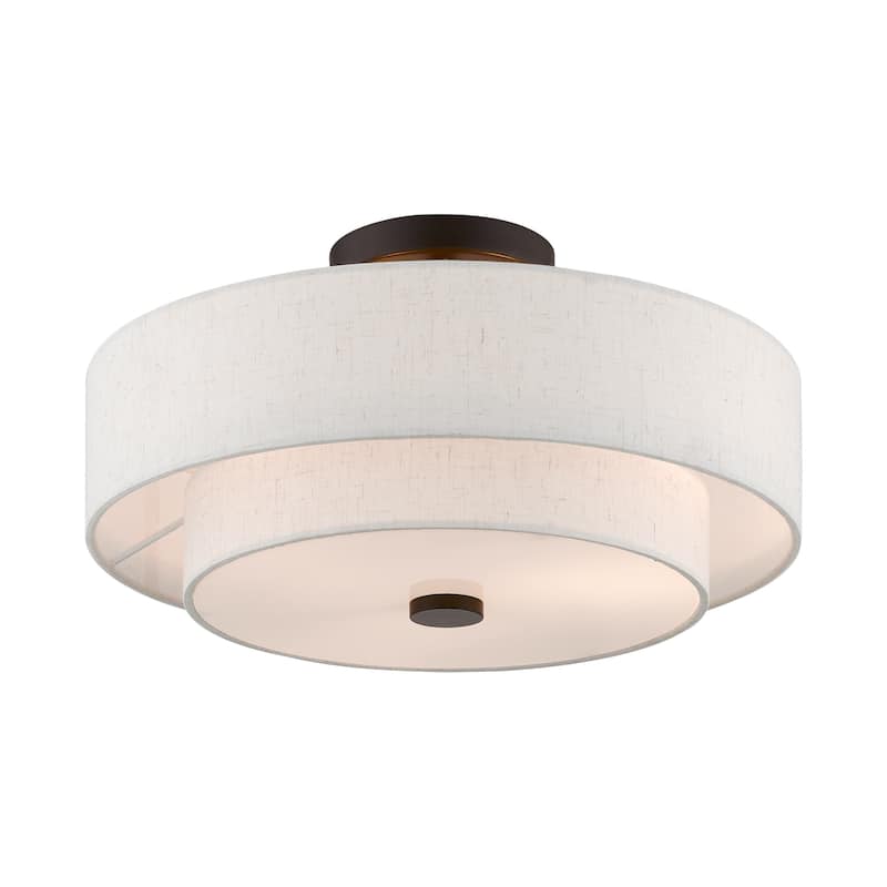 Livex Lighting Claremont 3 Light 15" Wide Semi-Flush Drum Ceiling