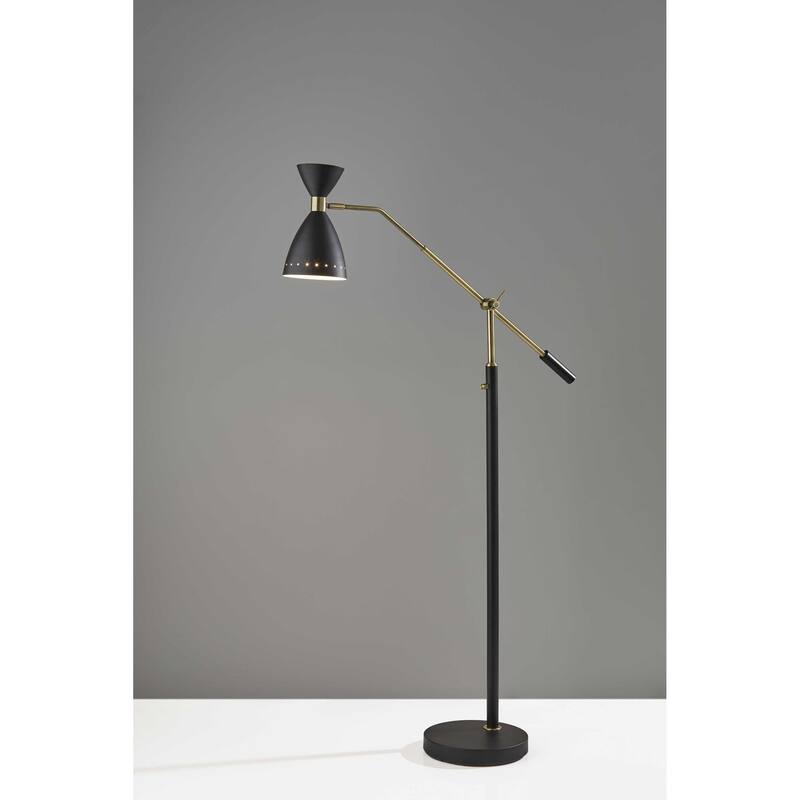 HomeRoots 66" Black Task Floor Lamp With Black Cone Shade - 11