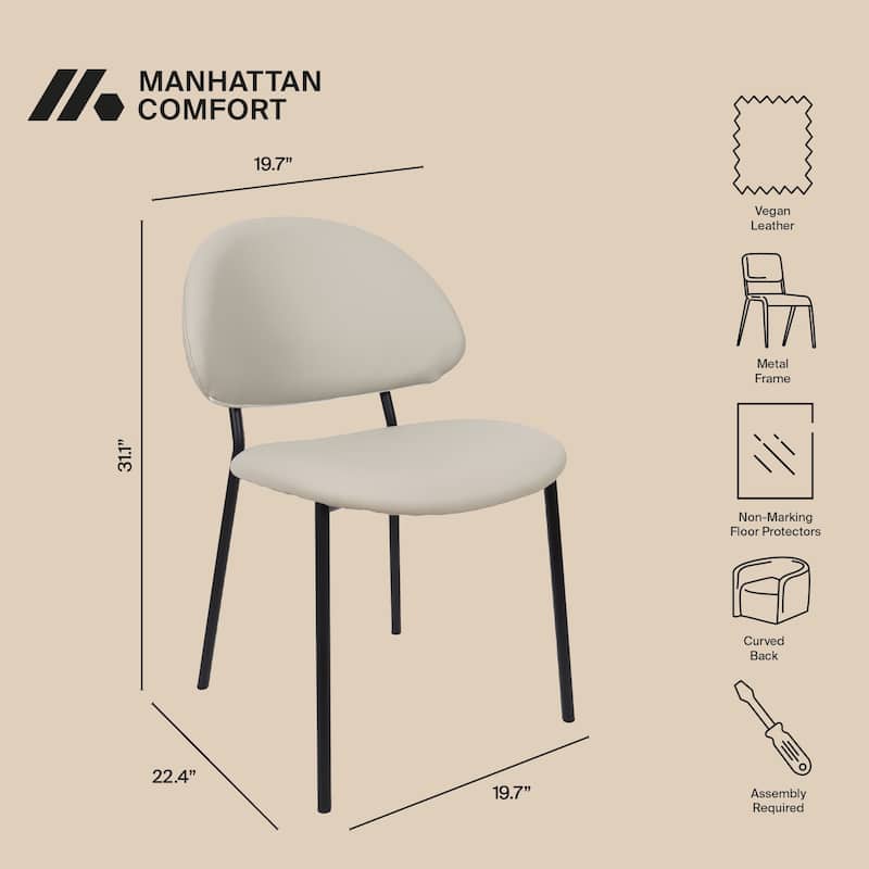 Manhattan Comfort Haven Vegan Leather Metal Side Chair - Set of 4
