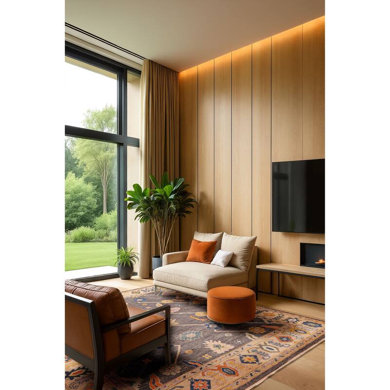 ECARPETGALLERY Hand-knotted Modern Oushak Dark Grey Wool Rug - 8'0 x 9'9