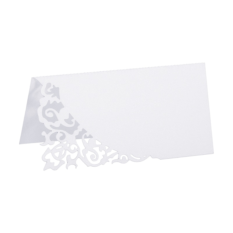 Table Name Place Cards,50Pcs Favor Decor Hollow Design Seat Blank Card, White