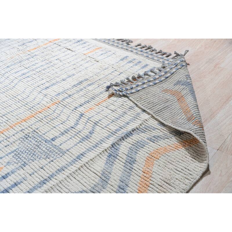 Home Decor Ivory Hand-Knotted Wool Contemporary Marrakech Handspun Area Rug. Timeless Elegance for Living Room, Bedroom, Office