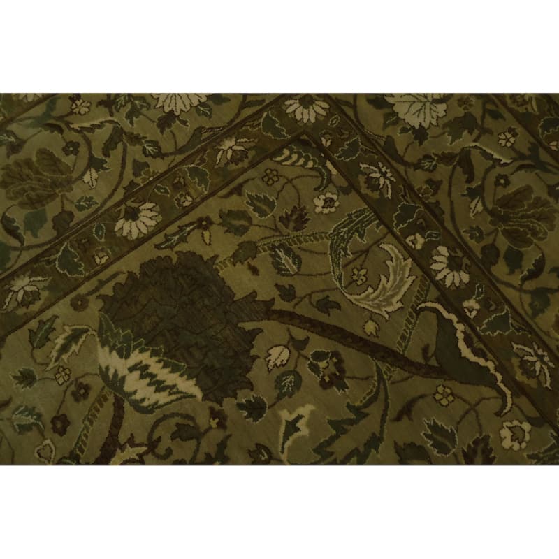Hand Knotted Oriental 100% Wool Carpet Traditional Traditional Green Agra Area Rug - 13' 10'' X 10' 0''