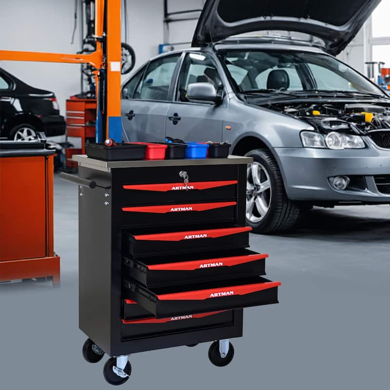 7-Drawer Rolling Tool Cart with Wheels for Garage, Workshop & Warehouse