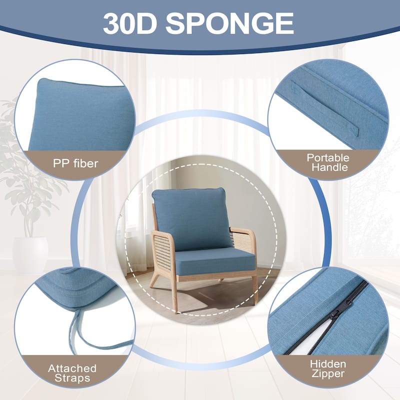 24 x 24 x 5.5 in Outdoor Patio Seat Sunbrella Fabric Cushion Set