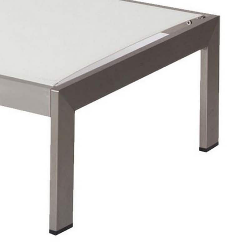 Metal Adjustable Lounger with Slatted Side Table, Set of 4, Gray and White